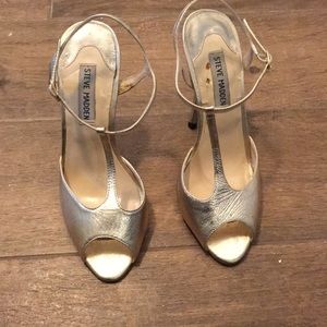 Steve Madden gold t-strap stilettos